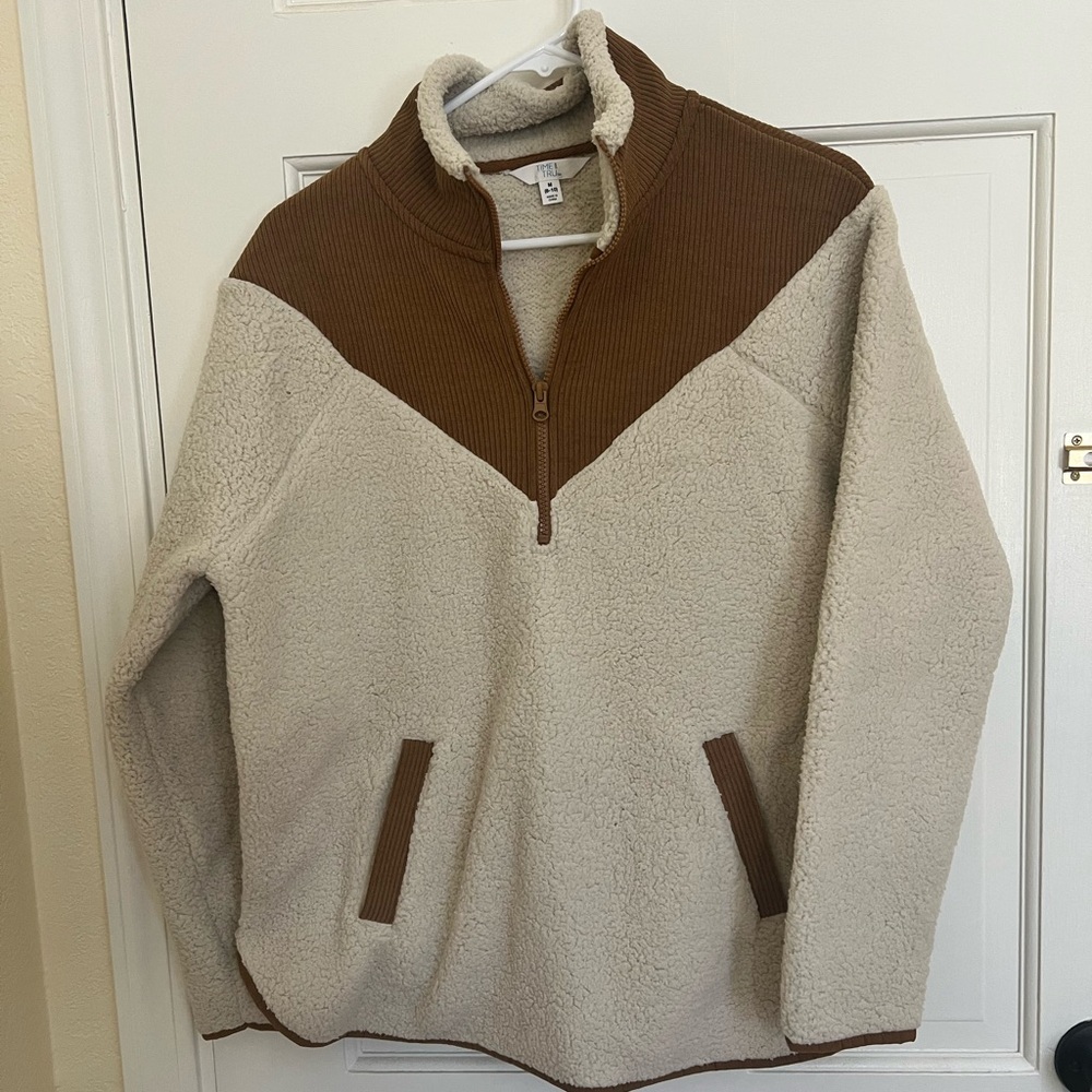 Time and Tru Brown and Cream Sherpa Jacket